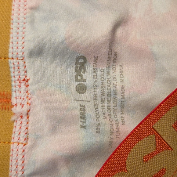 PSD Women's Tropical Floral Athletic/Boys Shorts - Orange and Green - Picture 3 of 3